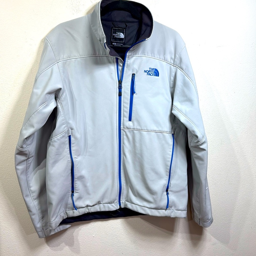(P1) The North Face men's jacket in grey, with fleece lining, size M